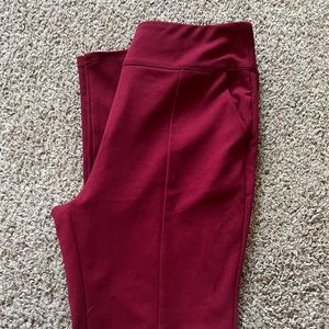 Cranberry/dark red dress pants.